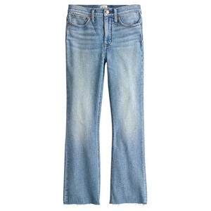 J Crew 9" Billie Demi Boot Cut Crop Jeans Raw Hem Light Cornflower Wash 25